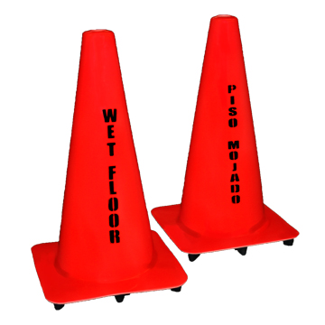 Cone 18&quot; Wet Floor Caution Bilingual Spanish English sign